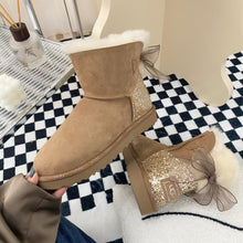 Load image into Gallery viewer, Glittery Bow Ugg Boots

