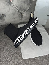 Load image into Gallery viewer, Black Writing Sock Trainers
