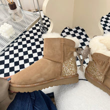 Load image into Gallery viewer, Glittery Bow Ugg Boots
