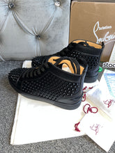 Load image into Gallery viewer, Black Leather Studded High Trainers
