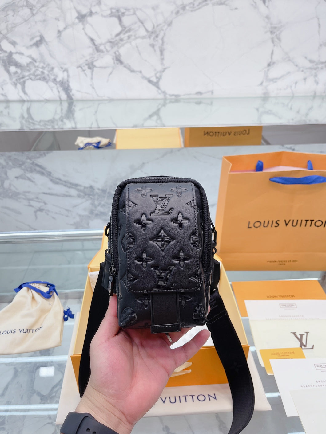 Black Leather Phone Bag